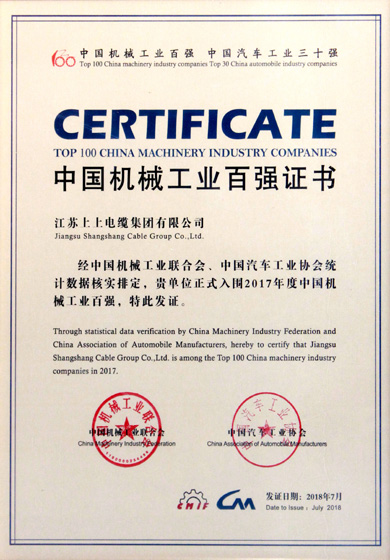 2017中国机械工业百强揭晓  必发电缆排名23位