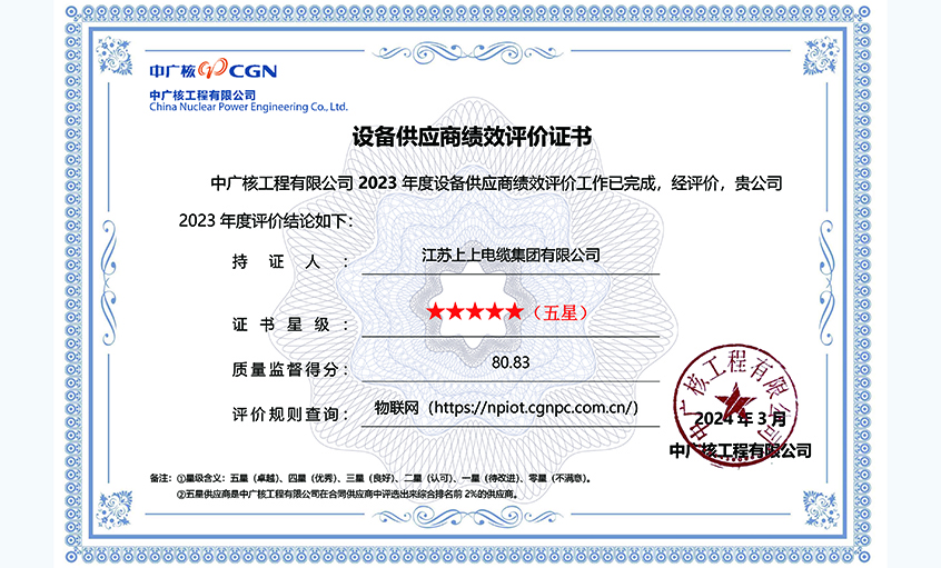 必发再次获评中广核工程有限公司年度五星供应商